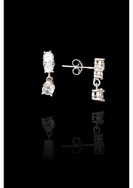 925 Ayar Gümüş Tektaş Sallantılı Küpe 21489