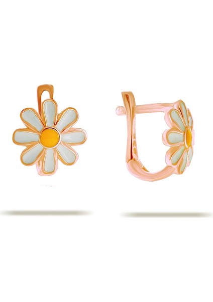 925 Ayar Gümüş Rose Papatya J Küpe DGN20967