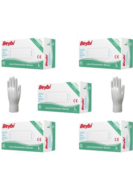Lateks Pudralı Eldiven L - Large 5 Paket 100'LÜ