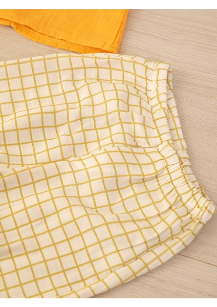 Sarı Ekru Gömlek Kareli Pantolon Erkek Bebek Müslin Yazlık Takım fiyatları