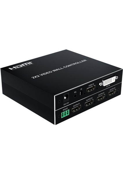 FHDVW202M 2x2 HDMI DVI Video Wall Controller Full Hd 60 Hz Duvar Ekran Cctv Dvr Nvr Pc Notebook Çoklu Monitör Ekran Genişletici Profesyonel Switch