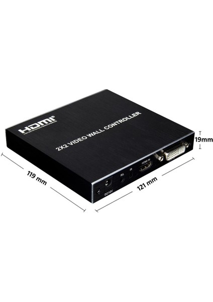 FHDVW202M 2x2 HDMI DVI Video Wall Controller Full Hd 60 Hz Duvar Ekran Cctv Dvr Nvr Pc Notebook Çoklu Monitör Ekran Genişletici Profesyonel Switch