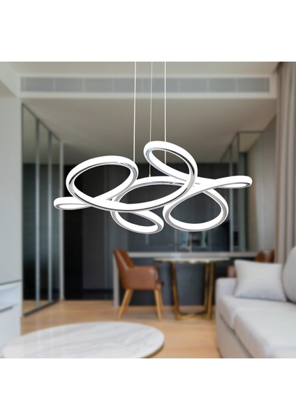 Aldo Krom Sarkıt 140 Watt Sarkıt 3 Renkli Ledli Modern Mutfak Banyo Led Salon Sarkıt Avize