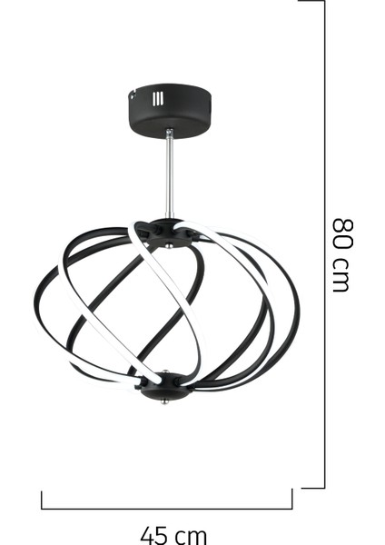 Gestel Siyah Sarkıt 88 Watt Sarkıt Ledli Modern Mutfak Banyo Led Salon Sarkıt Avize