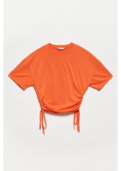 Yan Bağcıklı Tshirt-Turuncu