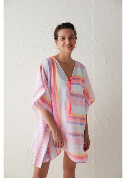 Çizgili Neon Kaftan