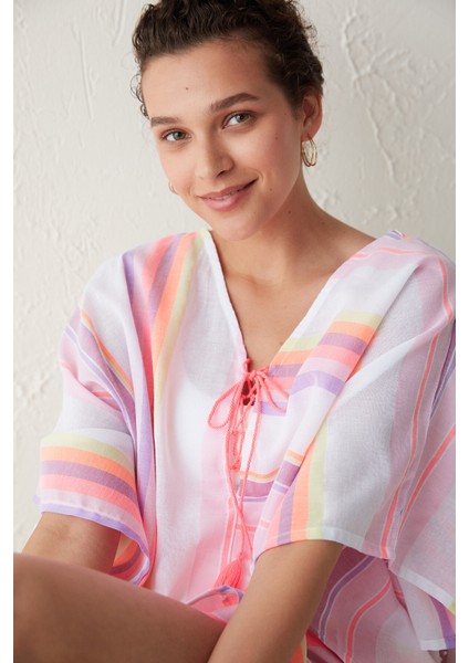 Çizgili Neon Kaftan