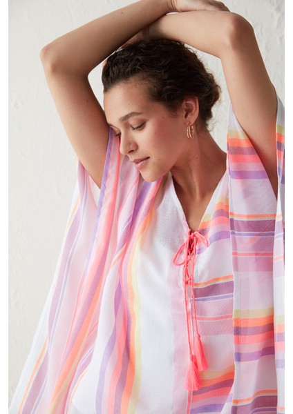 Çizgili Neon Kaftan