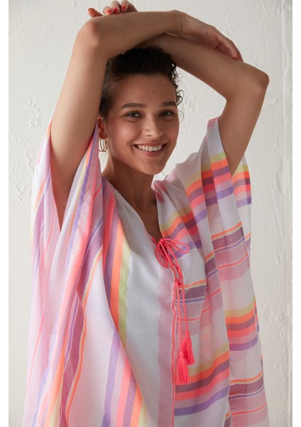Çizgili Neon Kaftan