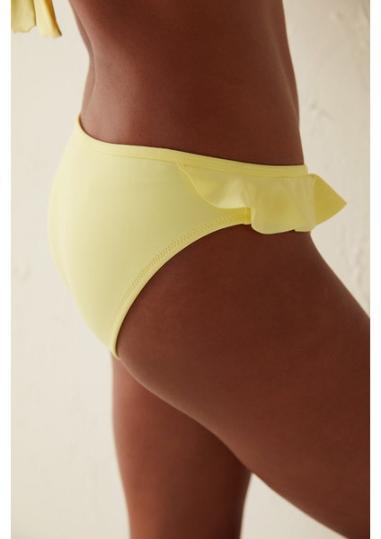 Sarı Wendy Side Fırfır Detaylı Bikini Altı