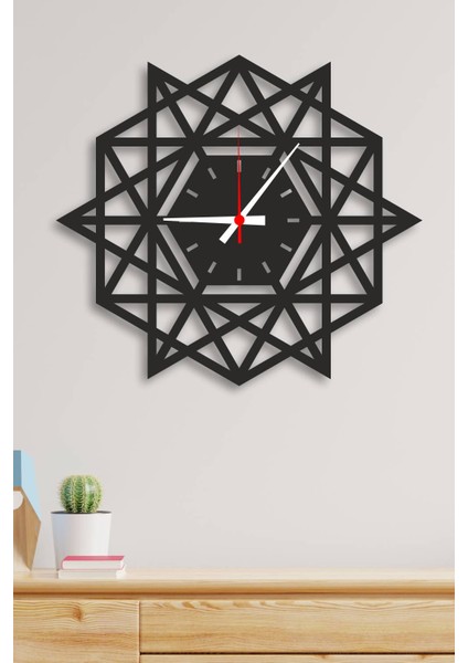 Geometrik Dekoratif Ahşap Duvar Saati