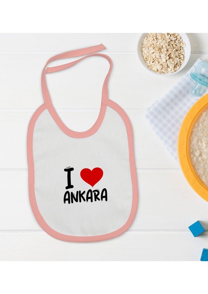 Kids I Love Ankara Tasarımlı Pembe Bebek Mama Önlüğü - Model 1