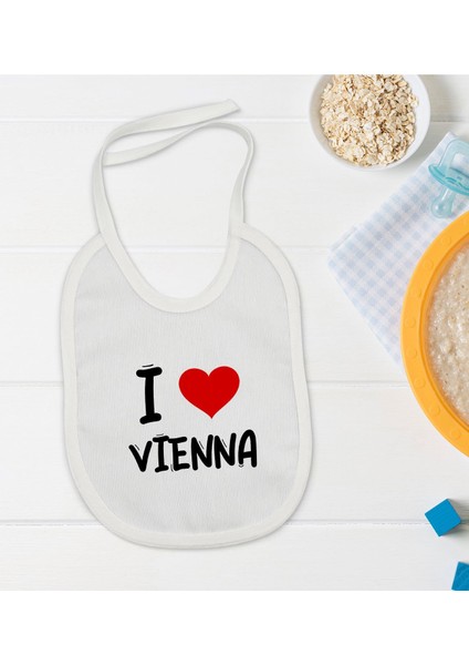 Kids I Love Vienna Tasarımlı Bebek Mama Önlüğü - Model 1