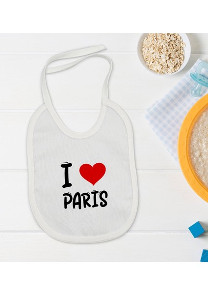Kids I Love Paris Tasarımlı Bebek Mama Önlüğü - Model 1