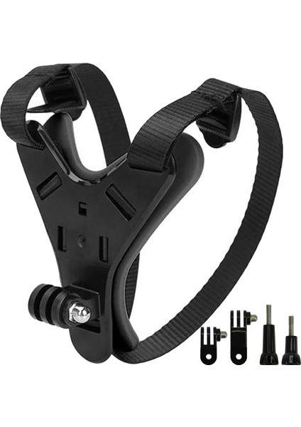 GP524 5 Parça Gopro Eken Sjcam Xiomi Aksiyon Kamera Tutuculu Jaw Mount Motor Kask Çene Tutma Aparatı 5 Parça Motor Kask Tutucu Set Siyah