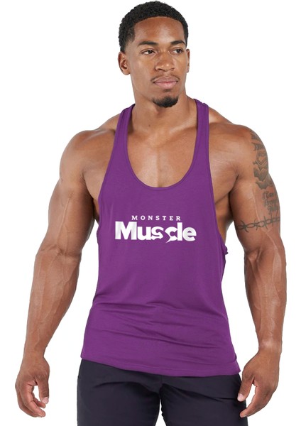 Monster Muscle Gym Fitness Tank Top Sporcu Atleti Mor