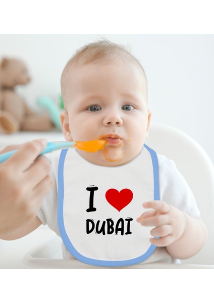 Kids I Love Dubai Tasarımlı Mavi Bebek Mama Önlüğü - Model 1 fiyatları