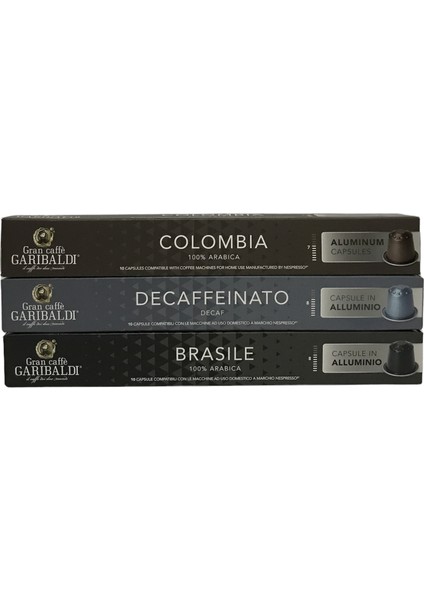 Gran Caffè Garibaldi Nespresso Uyumlu Kapsül Kahve 3'lü Set 30 Kapsül ( %100 Arabica )