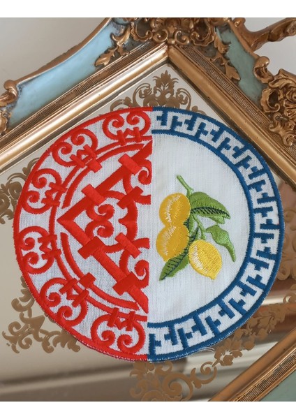 1 Adet Limon Nakış Işlemeli Kolteyl Peçetesi