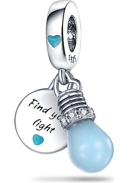 925 Ayar Gümüş Karanlıkta Parlayan Işık Sallantılı Charm