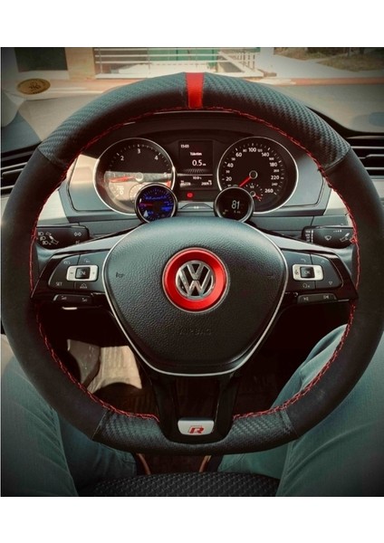 Volkswagen Passat B8 Direksiyon Kılıfı Alkantra Karbon Kırmızı fiyatları
