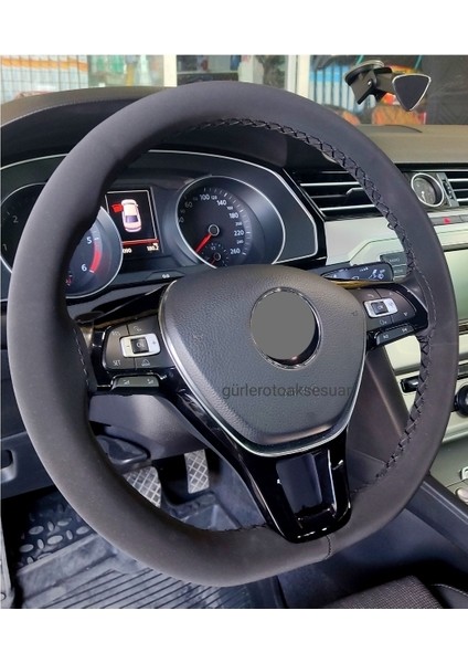 Vw Passat B8 B8,5 Alkantara Dikmeli Direksiyon Kılıfı Siyah Ipli