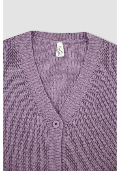 Kız Çocuk Regular Fit V Yaka Triko Hırka U6182A622WN