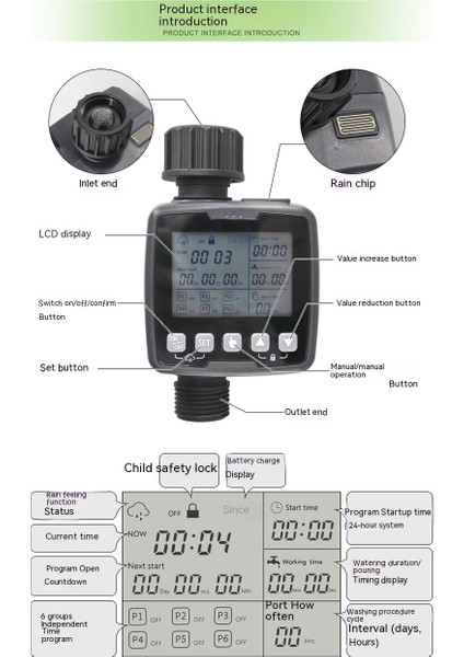 Yağmur Algılama LCD Ekran Bahçe Sulama Sulama Zamanlayıcısı (Yurt Dışından)