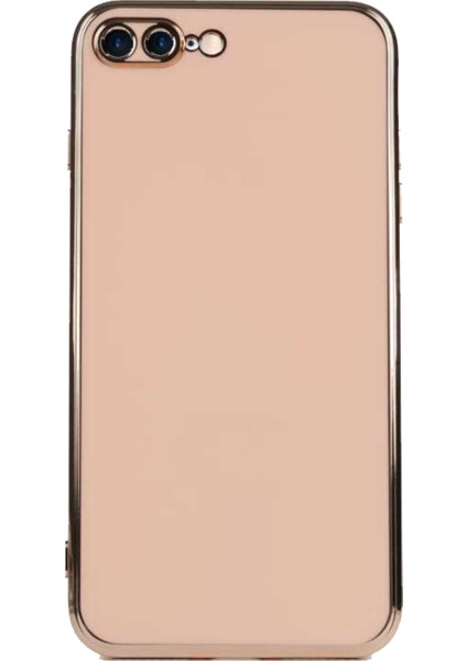 Apple iPhone 7 Plus Kapak Kamera Korumalı Lazer Kesim Lüx Silikon Kılıf -Rose Gold