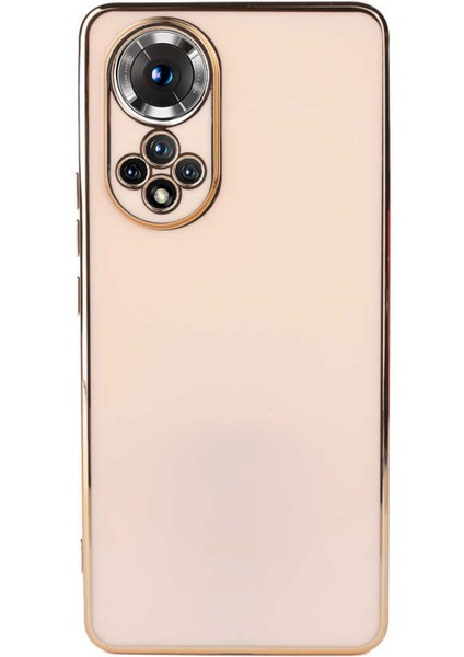 Huawei Honor 50 Kapak Kamera Korumalı Lazer Kesim Lüx Silikon Kılıf - Rose Gold