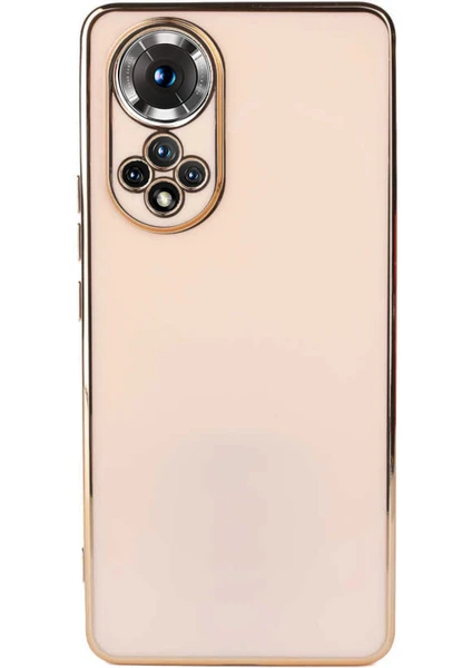 Kzy  Huawei Honor 50 Kapak Kamera Korumalı Lazer Kesim Lüx Silikon Kılıf - Rose Gold