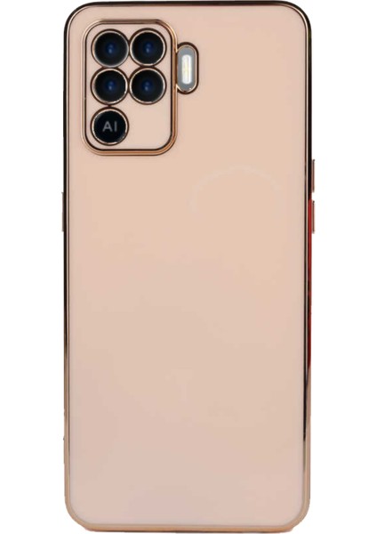 Kzy  Oppo Reno 5 Lite Kapak Kamera Korumalı Lazer Kesim Lüx Silikon Kılıf - Rose Gold