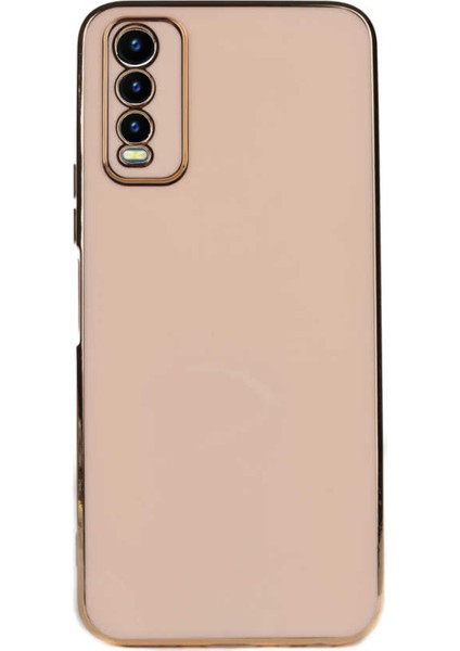 Vivo Y20S Kapak Kamera Korumalı Lazer Kesim Lüx Silikon Kılıf - Rose Gold