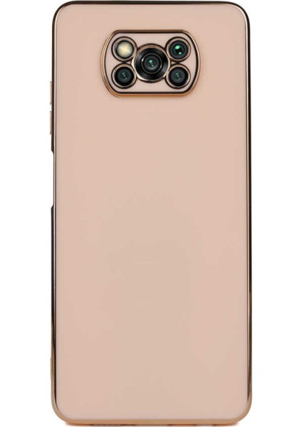 Xiaomi Poco X3 Kapak Kamera Korumalı Lazer Kesim Lüx Silikon Kılıf - Rose Gold