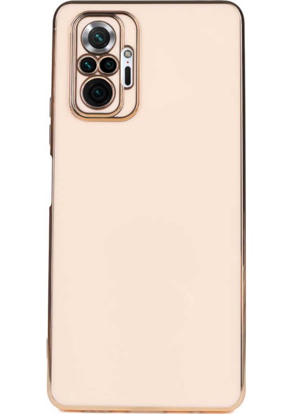 Xiaomi Redmi Note 10 Pro Kapak Kamera Korumalı Lazer Kesim Lüx Silikon Kılıf - Rose Gold