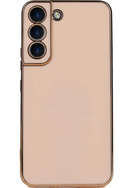 Samsung Galaxy S22 Kapak Kamera Korumalı Lazer Kesim Lüx Silikon Kılıf - Rose Gold