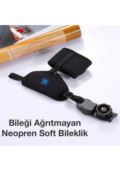 Fotoğraf Makinası Taşıma El Kemeri, Neopren Bilek Destekli Ayarlanabilir Sabitleme Kemeri