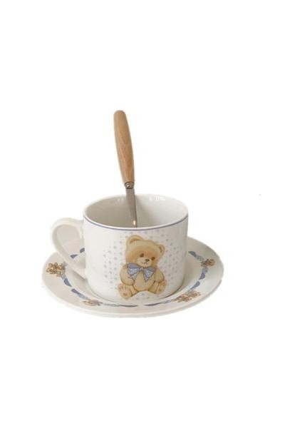 Çizgi film modern kahve fincanı sevimli seramik yeniden kullanılabilir öğleden sonra çay kahve fincanı eko dostu mutfak ürün kahve fincanı ve amp;Tabak (Yurt Dışından)