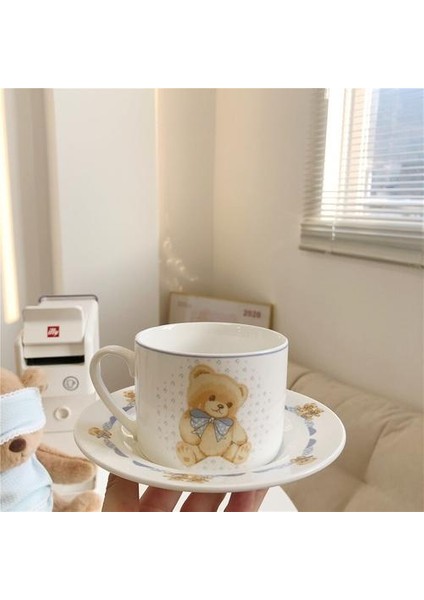 Çizgi film modern kahve fincanı sevimli seramik yeniden kullanılabilir öğleden sonra çay kahve fincanı eko dostu mutfak ürün kahve fincanı ve amp;Tabak (Yurt Dışından) modelleri