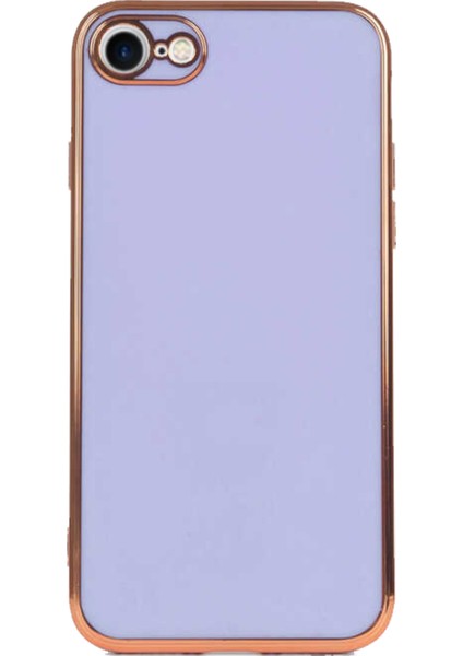 Apple iPhone 7 Kapak Kamera Korumalı Lazer Kesim Lüx Silikon Kılıf - Lila