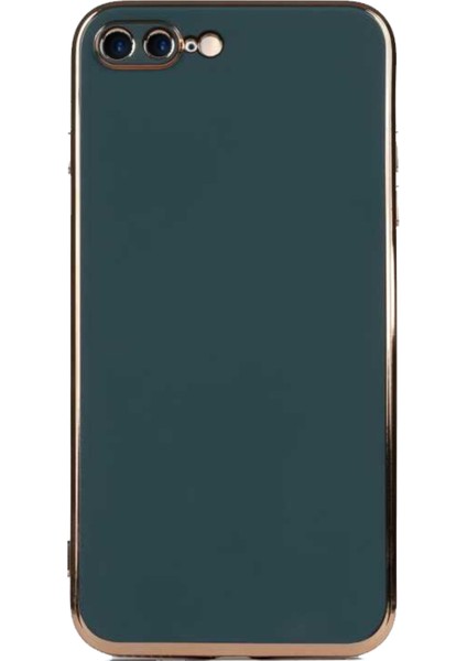 Apple iPhone 8 Plus Kapak Kamera Korumalı Lazer Kesim Lüx Silikon Kılıf - Petrol Yeşili