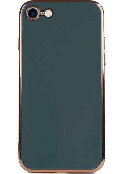 Apple iPhone 8 Kapak Kamera Korumalı Lazer Kesim Lüx Silikon Kılıf - Petrol Yeşili