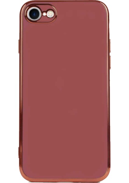 Apple iPhone 7 Kapak Kamera Korumalı Lazer Kesim Lüx Silikon Kılıf - Kahverengi