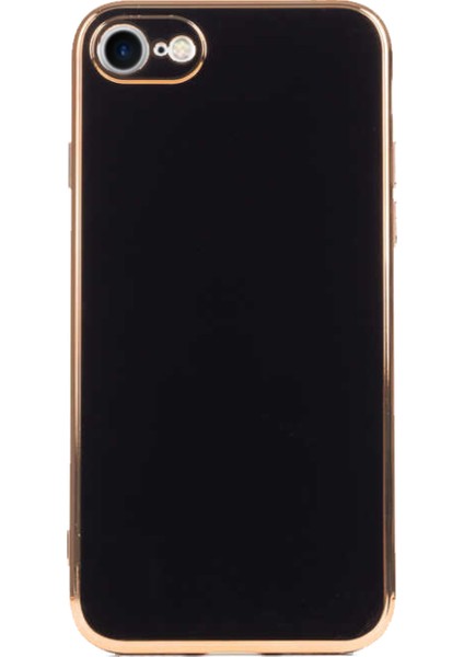 Apple iPhone 7 Kapak Kamera Korumalı Lazer Kesim Lüx Silikon Kılıf - Siyah