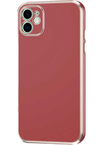 Apple iPhone 12 Kapak Kamera Korumalı Lazer Kesim Lüx Silikon Kılıf - Kahverengi