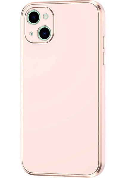 Case World Apple iPhone 13 ile Uyumlu Kapak Kamera Korumalı Lazer Kesim Lüx Silikon ile Uyumlu Kılıf - Rose Gold