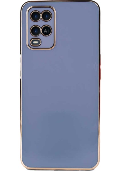 Oppo A54 4g ile Uyumlu Kapak Kamera Korumalı Lazer Kesim Lüx Silikon ile Uyumlu Kılıf - Petrol Mavisi