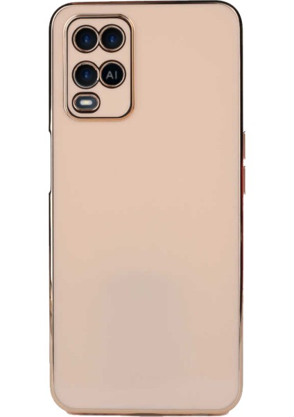 Oppo A54 4g ile Uyumlu Kapak Kamera Korumalı Lazer Kesim Lüx Silikon ile Uyumlu Kılıf - Rose Gold