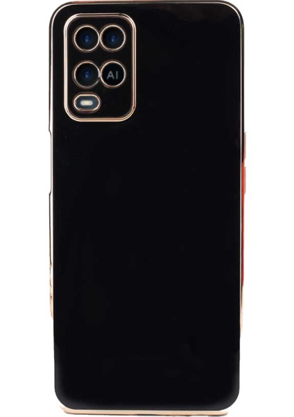 Oppo A54 4g ile Uyumlu Kapak Kamera Korumalı Lazer Kesim Lüx Silikon ile Uyumlu Kılıf - Siyah