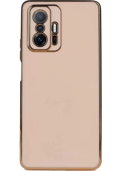 Case World Xiaomi Mi 11T Pro 5g ile Uyumlu Kapak Kamera Korumalı Lazer Kesim Lüx Silikon ile Uyumlu Kılıf - Rose Gold